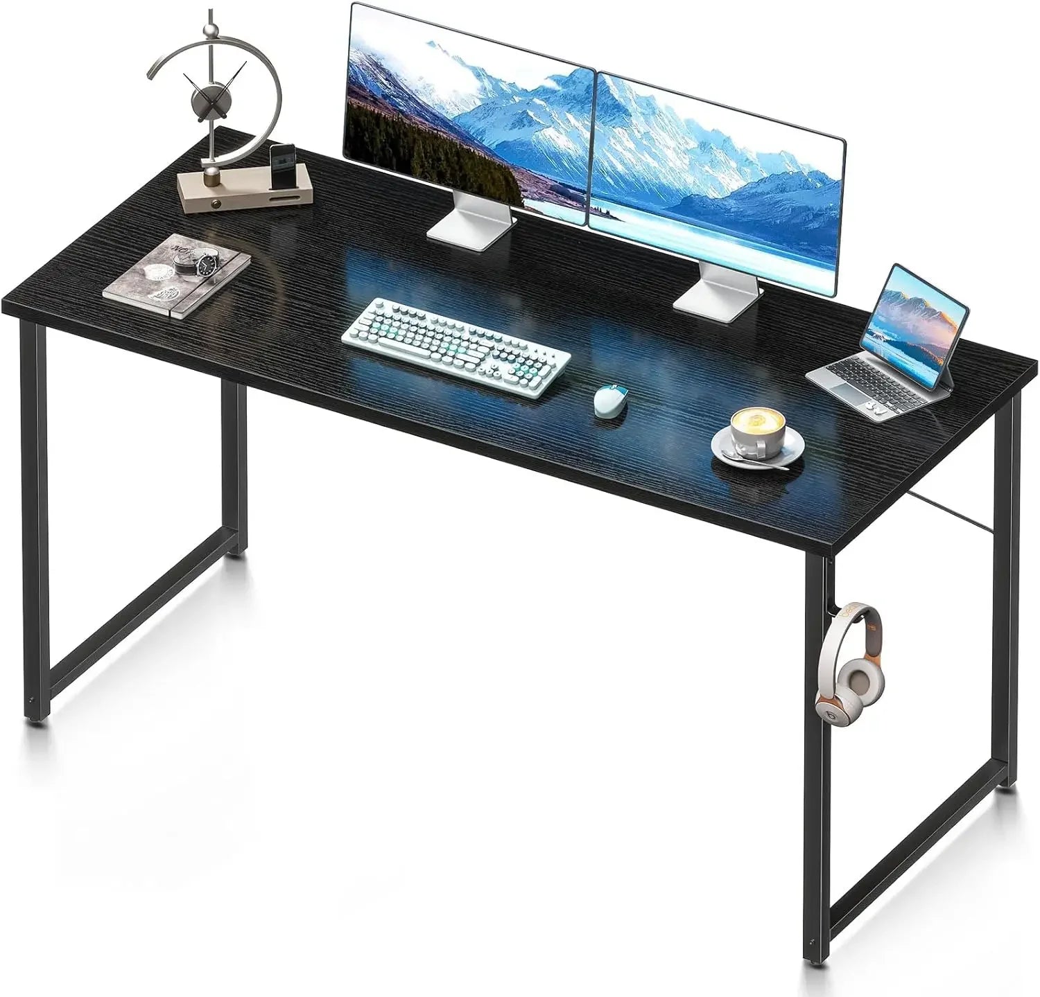 55 Inch Computer Desk, Modern Simple Style Desk for Home Office, Study Student Writing Desk, Black